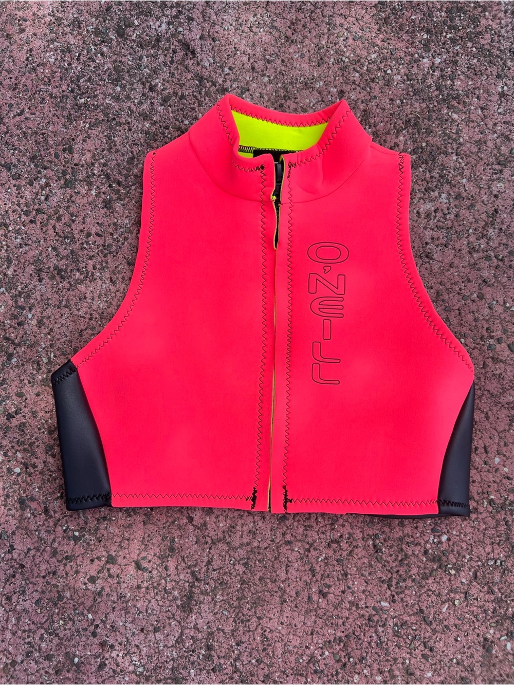 Vintage 80’s Women’s O'Neill Neon Pink & Yellow Neoprene Wetsuit Top Surf Vest S